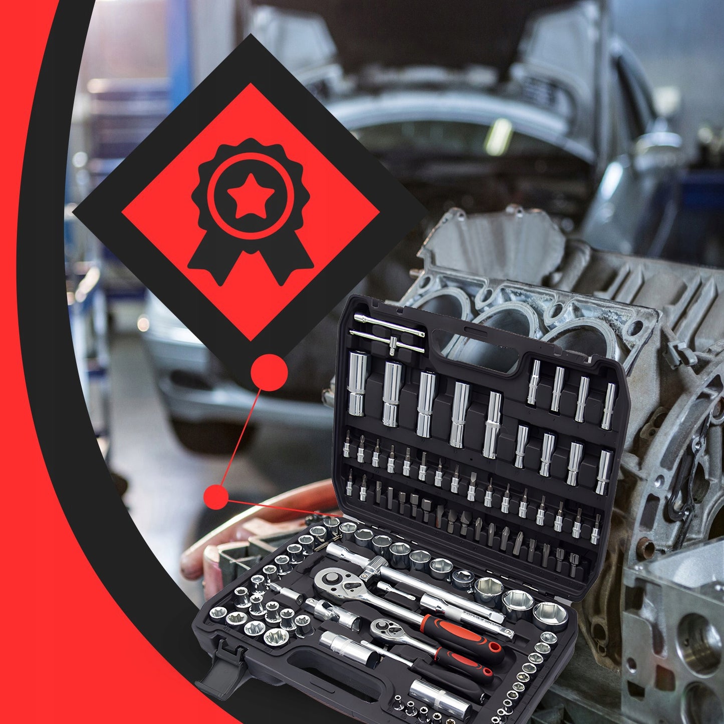 Lizdinių raktų rinkinys 108 vnt. dėklas TORX antgaliai