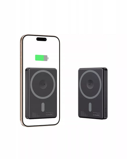 2 viename išorinė baterija Powerbank su MagSafe 5000mAh 15W LED