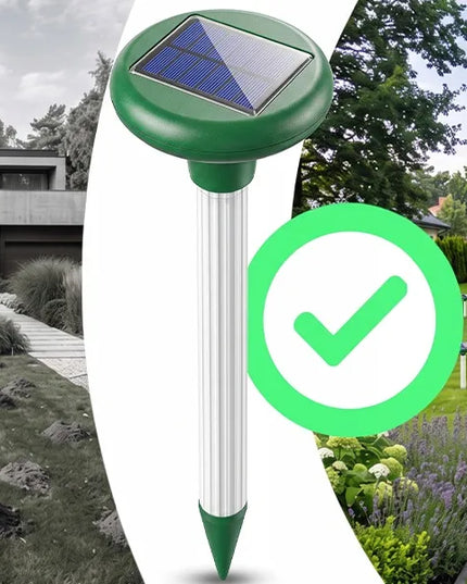 2 vnt. RETOO galingų saulės energija veikiančių kurmių, žiurkių, graužikų ir kiaunių baidiklių su garsu ir vibracija