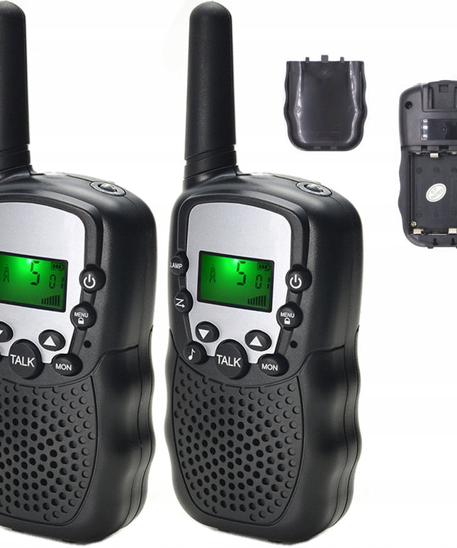 2 x RADijo ryšio (Walkie Talkie) racijos PMR su žibintuvėliu ir ekranu