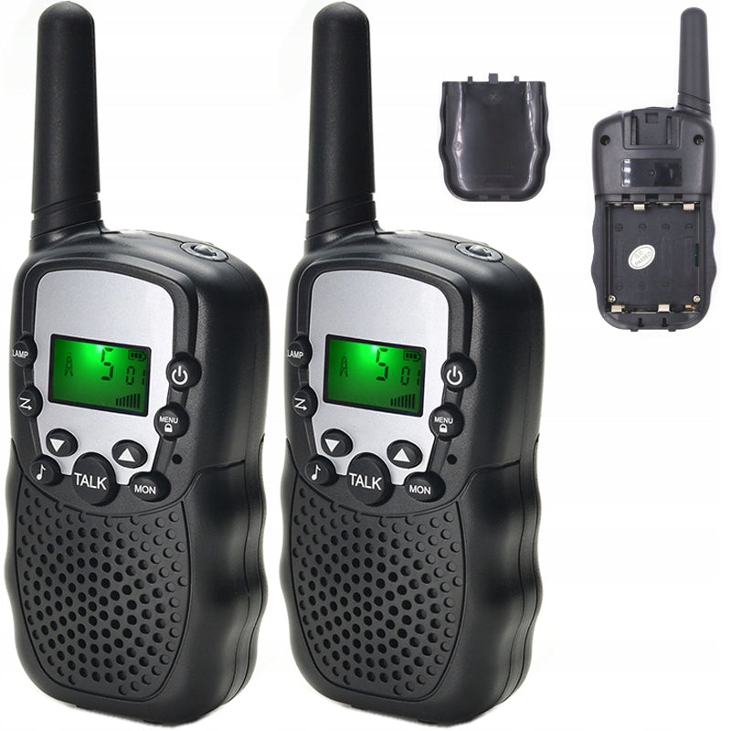 2 x RADijo ryšio (Walkie Talkie) racijos PMR su žibintuvėliu ir ekranu