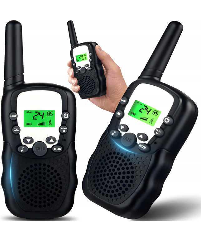 2 x RADijo ryšio (Walkie Talkie) racijos PMR su žibintuvėliu ir ekranu