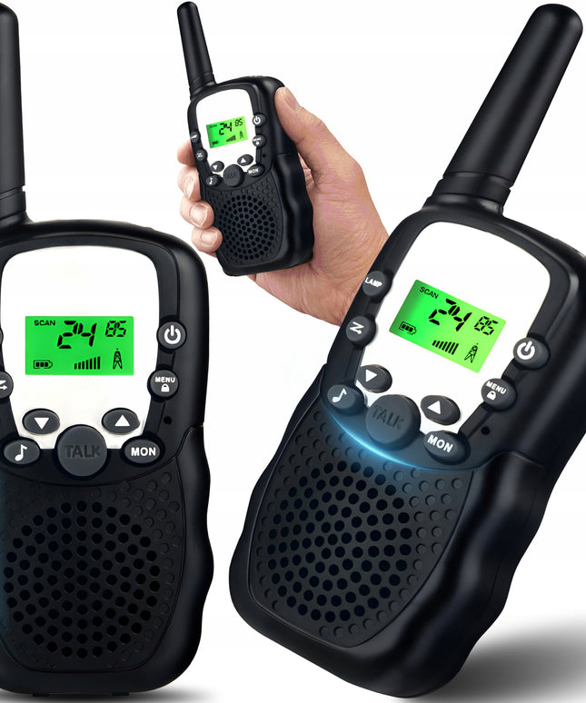 2x Walkie Talkie Trumpabangės Racijos PMR su Ekranu ir Žibintuvėliu