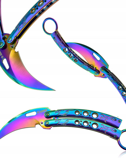 Kandar drugelinis karambitas Butterfly vaivorykštinis peilis