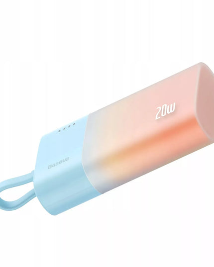 BASEUS 5200mAh 20W galios išorinė baterija su integruotu Lightning laidu