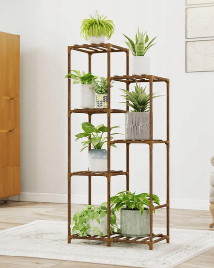 Medinis gėlių stovas, augalų ir vazonų laikiklis, 7 lentynų lentyna