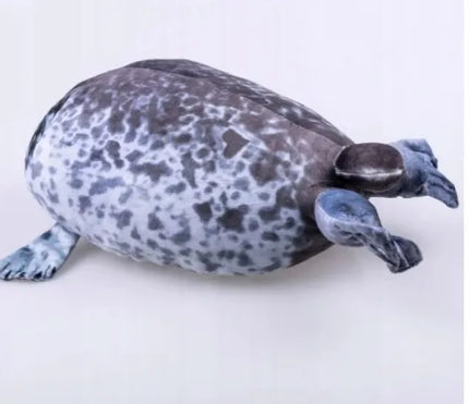 2 vnt. pliušiniai ruoniai, 30 cm, minkšta pagalvėlė ir ruonio formos dekoracija