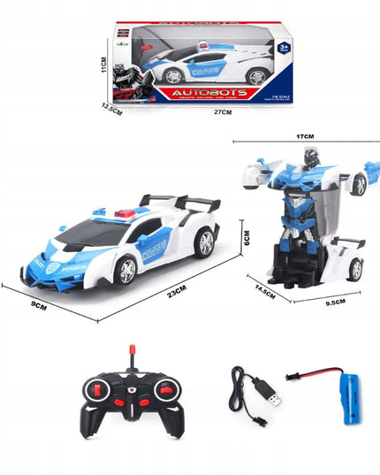 HollaKids „Autoboty 2w1“ – nuotoliniu būdu valdomas policijos automobilis-robotas, transformuojamas vienu mygtuku