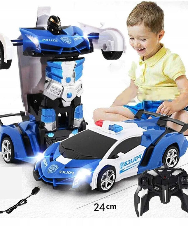 HollaKids „Autoboty 2w1“ – nuotoliniu būdu valdomas policijos automobilis-robotas, transformuojamas vienu mygtuku