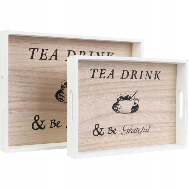 2x MEDINIS PADĖKLAS pusryčių padėklas patiekimo padėklas padavėjo