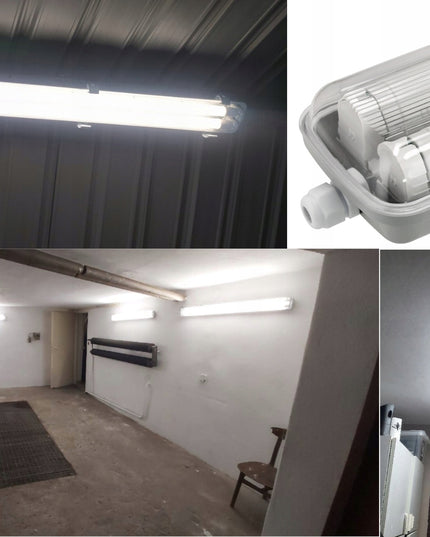 2x Hermetinis šviestuvas 120cm + LED vamzdžiai dirbtuvėms, garažui