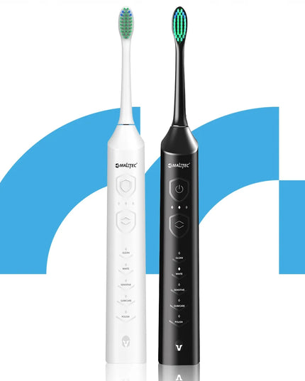 2x Maltec Toothie X2in1 elektrinis dantų šepetėlis, 6 keičiamų galvučių rinkinys su įkrovikliu