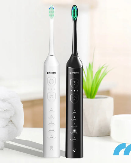 2x Maltec Toothie X2in1 elektrinis dantų šepetėlis, 6 keičiamų galvučių rinkinys su įkrovikliu