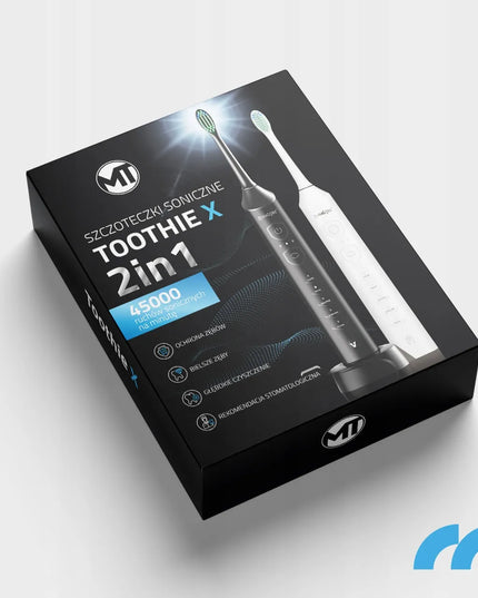 2x Maltec Toothie X2in1 elektrinis dantų šepetėlis, 6 keičiamų galvučių rinkinys su įkrovikliu
