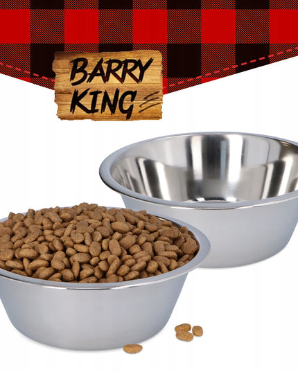 2x Barry King nerūdijančio plieno dubuo šunims 2,8 l, sidabrinis