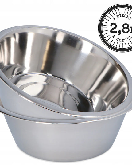 2x Barry King nerūdijančio plieno dubuo šunims 2,8 l, sidabrinis