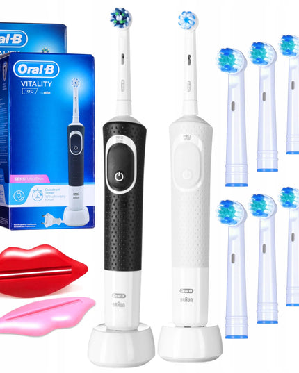 2x Oral-B Vitality 100 elektrinių dantų šepetėlių rinkinys, juodas ir baltas