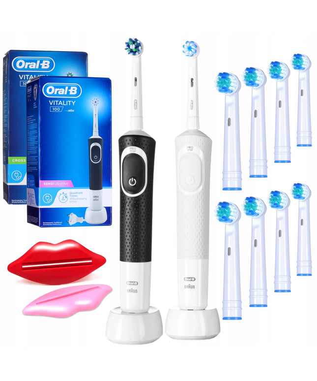2x Oral-B Vitality 100 elektrinių dantų šepetėlių rinkinys, juodas ir baltas