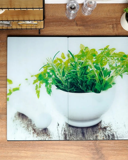 2x stiklinės virtuvinės pjaustymo lentelės, viryklės dangtis 60x52