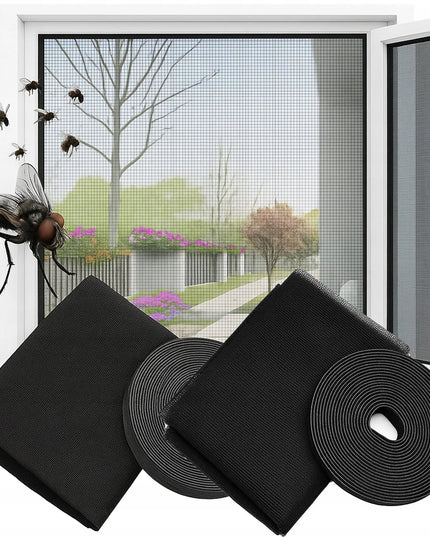 2x tinklelis nuo uodų langui, tvirtas, apsauga nuo vabzdžių 150x130 + lipni juosta, 2 vnt.