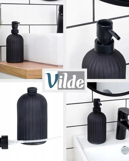2x Vilde juodi stikliniai muilo dozatoriai, 400 ml