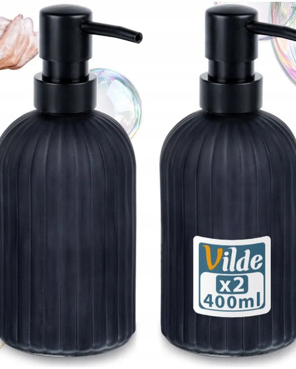 2x Vilde juodi stikliniai muilo dozatoriai, 400 ml