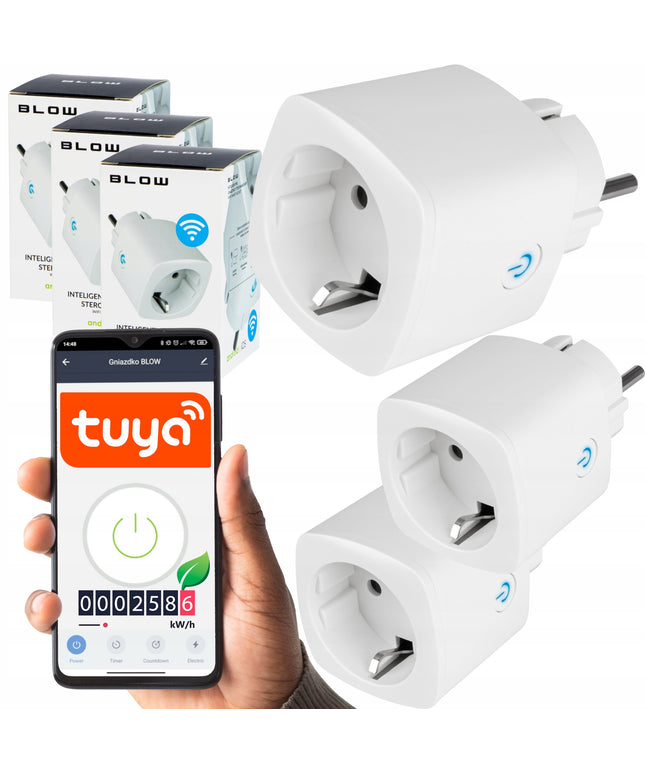 3× Išmanusis WiFi lizdas TUYA, galios matuoklis, programuotojas, laikmatis
