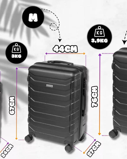 3 kelioninių lagaminų rinkinys 3-in-1 ABS bagažas ant ratukų 94L+63L+40L