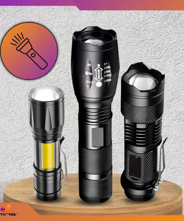 3 LED taktinių žibintuvėlių rinkinys Omna