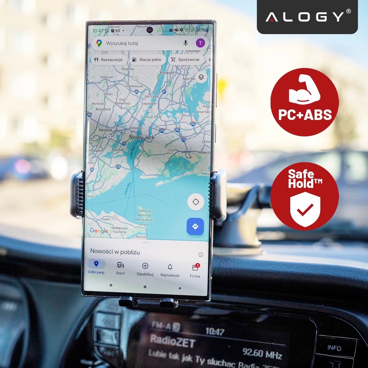 Tvirtas automobilinis telefono laikiklis ant priekinio stiklo, prietaisų skydelio, ventiliacijos grotelių