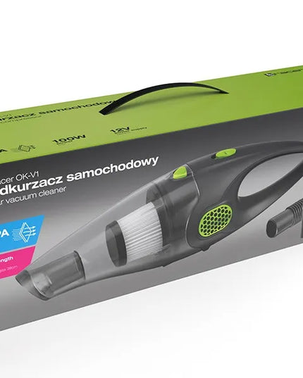Automobilinis dulkių siurblys TRACER OK-V1, rankinis, 100 W, keičiami antgaliai, HEPA filtras