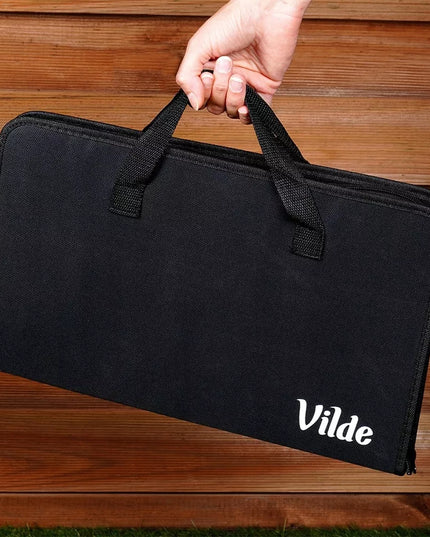 33 vnt. Plieninis grilio įrankių rinkinys, griliavimo priedai