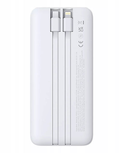 BASEUS išorinė baterija 10000 mAh 22,5W su integruotais USB-C ir Lightning laidais
