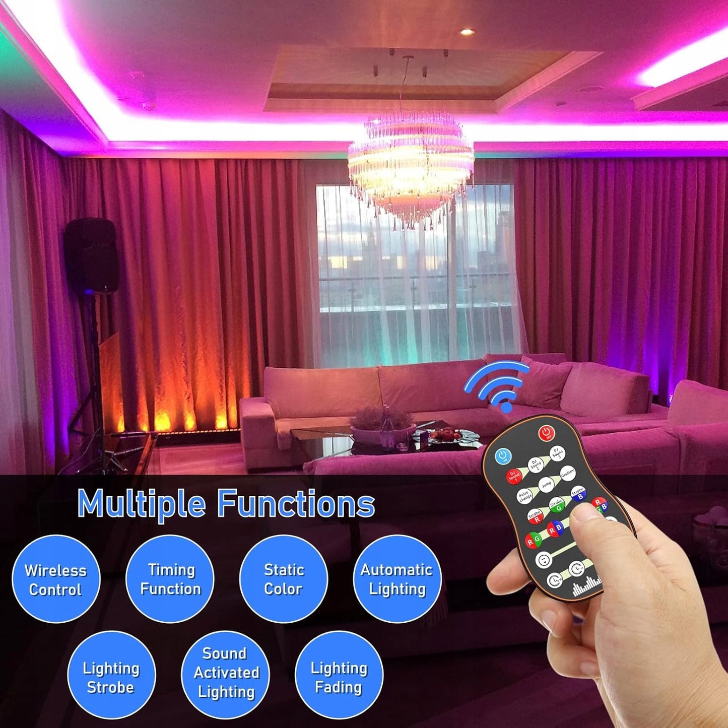 Spalvotas diskotekos apšvietimas 128 RGBW vakarėlio prožektorius, 2 vnt. rinkinys