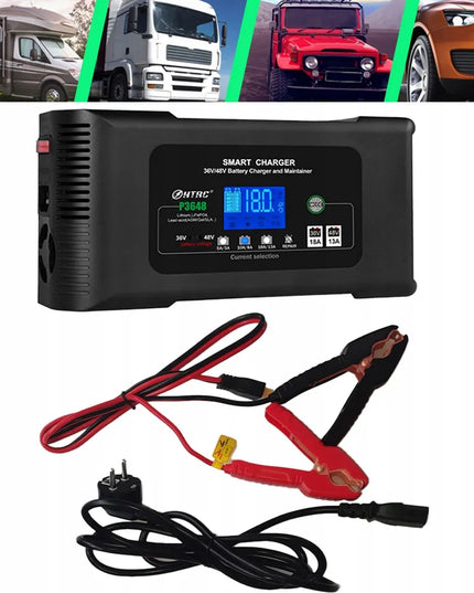 HTRC P3648 automatinis išmanusis 36 V / 48 V akumuliatorių įkroviklis, 18 A