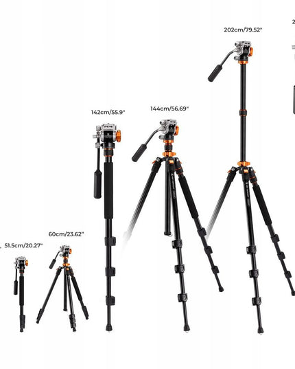 Foto ir vaizdo įrašų trikojis K&F Concept K234A7 su skysčine galvute FH-03