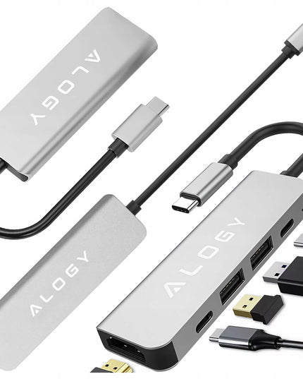 Adapteris-hub USB-C 5in1: 2x USB-A, 2x USB-C, HDMI 4K, PD 100W