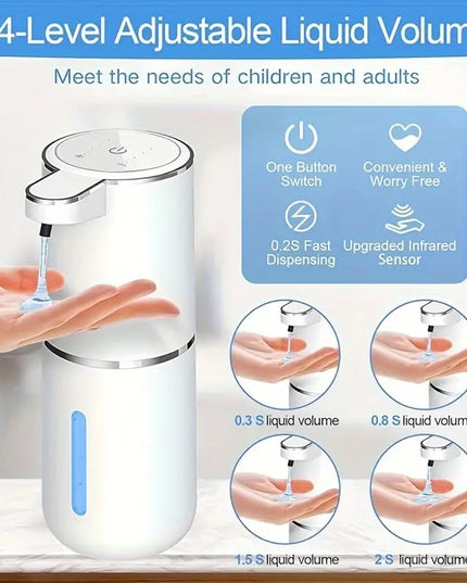 380 ml Vonios Skysčio Dozatorius – Automatinis Sieninis Dozatorius su Įkraunama Jutiklio Sistema, Skirtas Rankoms