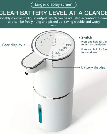 380 ml Vonios Skysčio Dozatorius – Automatinis Sieninis Dozatorius su Įkraunama Jutiklio Sistema, Skirtas Rankoms