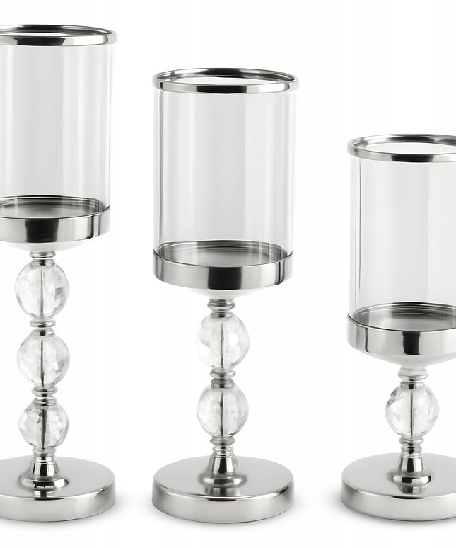 3x Stiklinės žvakidės dekoratyvinės taurės formos Glamour