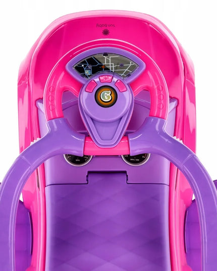 Sun Baby paspirtukas-stumdukas Sport Car rožinis su stūmimo rankena ir daiktadėže
