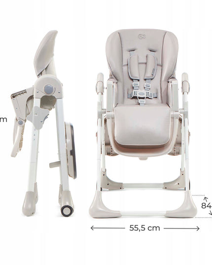 Kinderkraft Sulankstoma Vaikų Maitinimo Kėdutė su Ratukais YUMMY Pilka