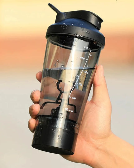 Elektrinis baltymų kokteilių plaktuvas 450 ml, nešiojamas, juodas