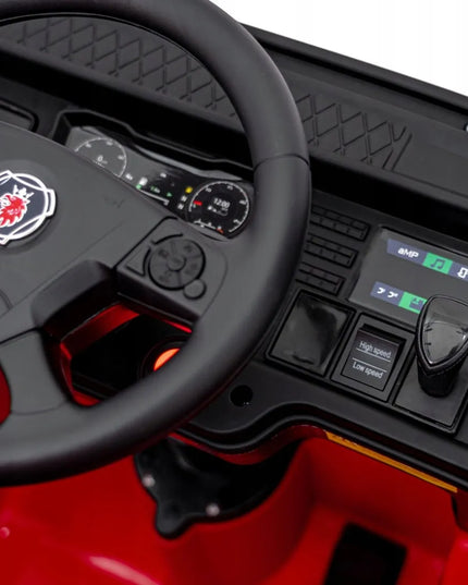 Elektromobilis Scania R-SERIE 4x4 raudonas – Sunkvežimis vaikams su akumuliatoriumi