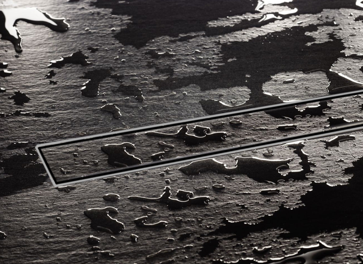 Linijinis nutekimas NEOX 80 cm matinė juoda REA