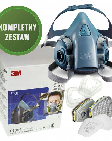 3M 7503 daugkartinė cheminė pusmaskė su 6059 filtrais, dydis L