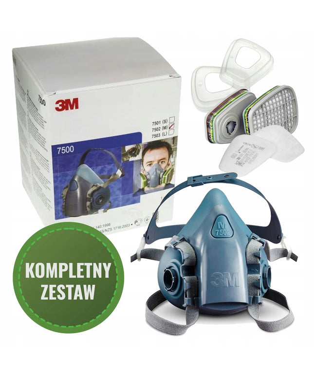 3M 7503 daugkartinė cheminė pusmaskė su 6059 filtrais, dydis L