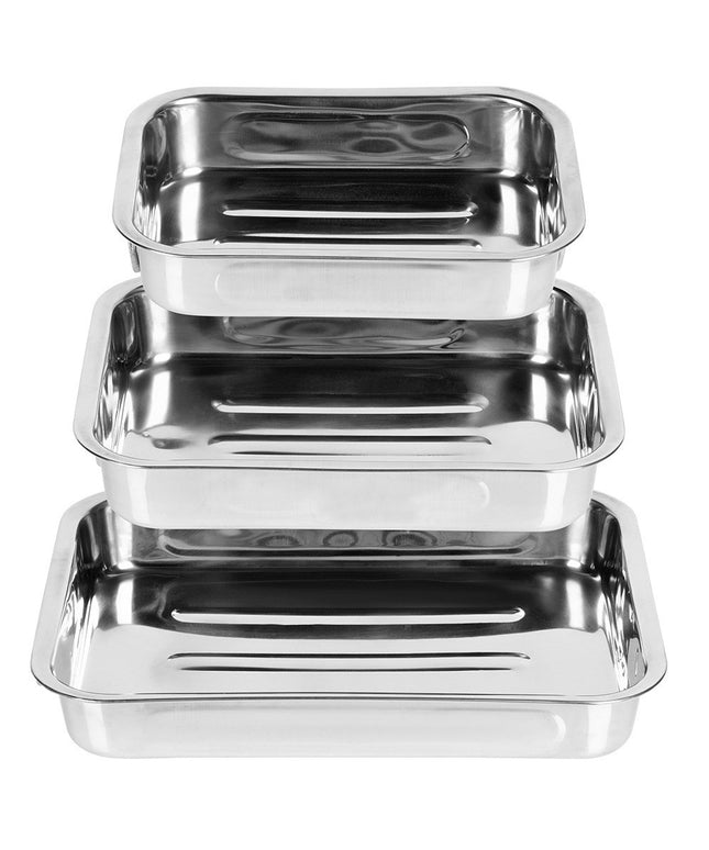 3x Plieninė kepimo skarda mėsai, žuviai, daržovėms, pyragams