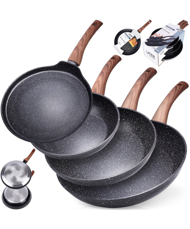 3x Granito keptuvių rinkinys kepimui 20 24 28 cm + blynų keptuvė