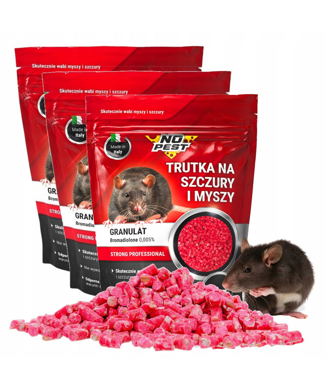 3x NUODAI ŽIURKĖMS IR PELĖMS GRANULĖS BROMADIOLONE NO PEST 1KG